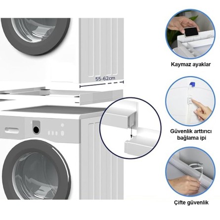 Çamaşır Makinesi Kurutma Makinesi Ayarlanabilir Birleştirme İstifleme Kiti